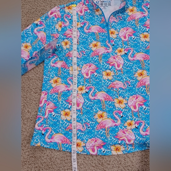 IBKUL Flamingo Print Quarter-Zip Pullover Womens Size M - Picture 7 of 9